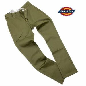 Dickies ディッキーズ フラットフロント ワークパンツ スリム オリーブグリーン DK006899CV3 w30