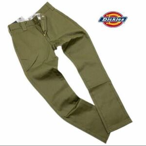 Dickies ディッキーズ フラットフロント ワークパンツ スリム オリーブグリーン DK006899CV3 w34