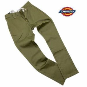 Dickies ディッキーズ フラットフロント ワークパンツ スリム オリーブグリーン DK006899CV3 w32