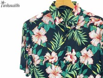 arohawaii86◆AH-4202.M【Trip Tropics/ブラック系】半袖シャツ/夏/ヴィンテージ/アロハシャツ/柄シャツ☆1スタ☆１円スタート☆_画像1