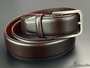 arohawaii86◆HB-713B.本革.ダークブラウン High Grade leather*シングルステッチ 35mm レザーベルト☆1スタ☆１円スタート☆