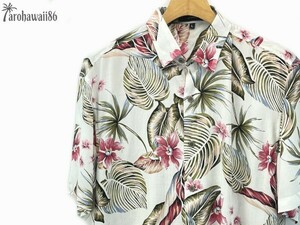 arohawaii86◆AH-4362 M【Tropical/ホワイト】半袖シャツ/夏/ヴィンテージ/アロハシャツ/柄シャツ