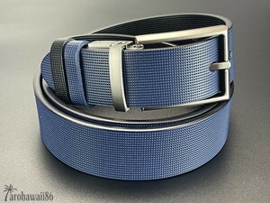 arohawaii86*HB-537A original leather black / blue reversible 2way leather belt on / off both for new goods *1 start *1 jpy start *