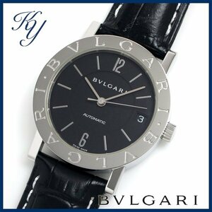 1 иена до 3 месяцев гарантия с гарантией красивые товары настоящие классические Bvlgari Bvlgari BB33SL Авто кожаный ремень Автоматические черные мужские часы