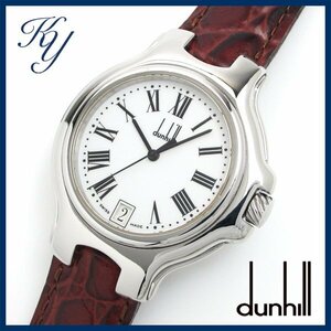 1円～ 磨き済み 美品 本物 人気 DUNHILL ダンヒル ロンデニウム 革ベルト ホワイト メンズ 時計