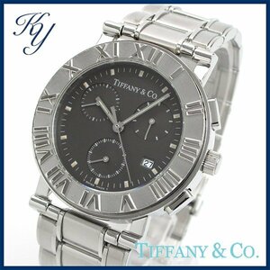1 jpy ~ polished genuine article beautiful goods popular TIFFANY Tiffany Atlas round chronograph men's clock 