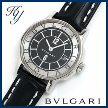 1円～ 価格高騰 3ヶ月保証付き 磨き済み 美品 本物 定番 人気 BVLGARI ブルガリ ソロテンポ ST29S 革ベルト ブラック レディース 時計_画像1