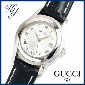 1 иен ~ 3 месяцев с гарантией отполирован прекрасный товар подлинный товар стандартный популярный GUCCI Gucci 5500L кожа ремень серебряный женский часы 