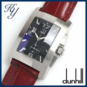 1円～ 3ヶ月保証付き 磨き済み 美品 本物 人気 DUNHILL ダンヒル ダンヒリオン 8033 クロノグラフ 革ベルト ブラック メンズ 時計