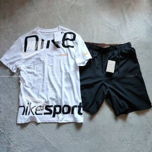 新品 正規品 NIKE ナイキ上下セット Tシャツ ハーフパンツ ロゴ プリント セットアップ NIKE SPORT 白 ホワイト 黒 ブラック M