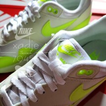 新品 正規品 NIKE ナイキ AIR MAX1 エアマックス1 白 ホワイト ボルト 蛍光 黄色 WMNS 28cm (実質27~27.5cm) US11 箱付き_画像6