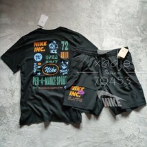 新品 正規品 NIKE ナイキ上下セット Tシャツ ハーフパンツ ロゴ プリント セットアップ NIKE INC 黒 ブラック マルチ 2XL XXL_画像1