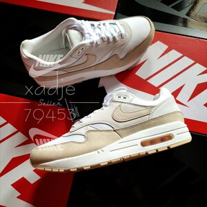 新品 正規品 NIKE ナイキ AIR MAX1 PRM エアマックス1 プレミアム 白 ホワイト ベージュ 本皮 WMNS 27.5cm (実質26.5~27cm) US10.5 箱付き