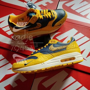  new goods regular goods NIKE Nike AIR MAX1 air max 1 navy blue navy yellow color yellow black koWMNS 27cm ( real quality 26~26.5cm) US10 change cord box attaching 