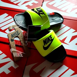  new goods regular goods NIKE Nike Victory sandals sliding black black bolt fluorescence yellow color 29cm US11 box attaching 