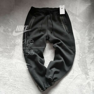 新品 正規品 NIKE ナイキ テックフリース 2WAY ストレート パンツ 裾絞り付き ゆるめ 黒 ブラック ロゴプリント 2XL XXL