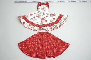 * SD size for strawberry pattern apron / red polka dot frill skirt out Fit 2 point set 