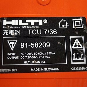 ◎ HILTI ヒルティ 充電式ロータリーハンマードリル 充電器 100V バッテリー 1個付き ※動作確認未チェック TE6-Aの画像9