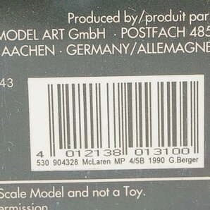 ミニチャンプス PMA 1/43 マクラーレン ホンダ MP4/5B V10 G.ベルガー 1990 #28 マクラーレンコレクションNo.8 530904328の画像8