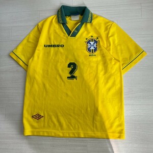 UMBRO アンブロ ブラジル代表　サッカー　ユニフォーム　半袖 CBF 背番号2　94年　ワールドカップvintage サイズM　ゲームシャツ