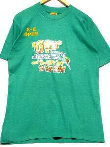 ＠美品 ビンテージ ティープラス TPLUS ラメ&フロッキー Tシャツt19 緑 アメリカ古着 70s 80s