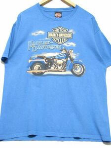 ＠HARLEY-DAVIDSON ハーレーダビッドソンTシャツt564 XL アメリカ古着 ビックサイズ 水色