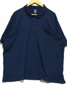 ＠美品 ジョージ GEORGE 無地 半袖ポロシャツP128 アメリカ古着 XXL 紺 2XL ビビビックサイズ