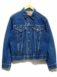 ＠美品 濃紺 70's 色落ち綺麗 雰囲気漂う リーバイス Levi's 70505 small e デニムジャケットj362 アメリカ古着トラッカージャケット