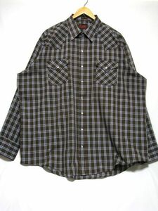 @美品 プレインズ PLAINS 長袖ウエスタンシャツw398 XXL ビックサイズ アメリカ古着 カントリー 中西部 2XL