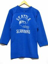 ＠美品 70's NFL Seattle Seahawks NFLシアトル・シーホークス フットボールTシャツt913 US古着 M 七分袖 70年代 ブルー 青_画像1