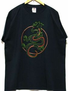 ＠美品 オリエンタル オアシス ORIENTAL OASIS 夢&龍 Tシャツ t675 XL アメリカ古着 ビックサイズ 黒 ブラック ドラゴン