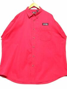 ＠美品 エドワーズ Edwards ボタンダウン 半袖スタッフシャツwr381 アメリカ古着 ビックサイズ XXL 2XL レッド