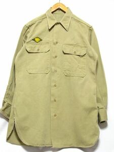 @50's vintage ビンテージ 米軍実物 US.ARMY 長袖チノシャツwr361 M L アメリカ古着 50年代 将校 下士官 准士官 大尉 中佐 中将 元帥 曹長