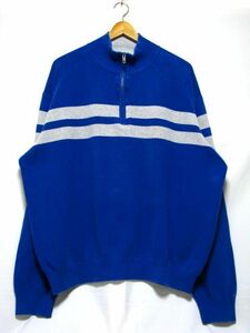 @TOMMY HILFIGER トミーヒルフィガー ハーフジップ コットンセーターj276 XXL 大きいサイズ アメリカ古着 ボーダー