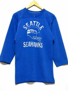 ＠美品 70's NFL Seattle Seahawks NFLシアトル・シーホークス フットボールTシャツt913 US古着 M 七分袖 70年代 ブルー 青