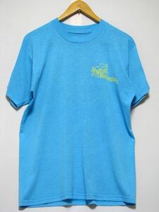 ＠美品 寄せ書き スマイル Tシャツt878 US古着 M 水色 フィフティーフィフティー