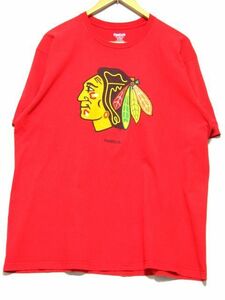 @美品 Reebok リーボック NHL ナショナルホッケーリーグ National Hockey League シカゴブラックホークス Chicago Blackhawks Tシャツt817