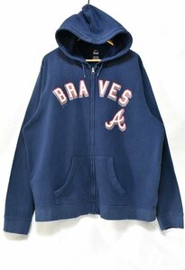 @美品 マジェスティック majestic MLB アトランタ ブレーブス Atlanta Braves ジップフードSF116 XXL ビックサイズ メジャーリーグ