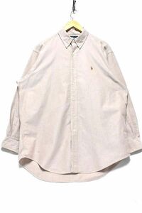 @美品 Ralph Lauren ラルフローレン Oxford オックスフォード 長袖シャツRB611 大きいサイズ XL アメリカ古着 ボタンダウン 90's