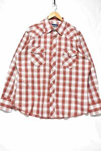 ＠美品 ラングラー Wrangler 長袖ウエスタンシャツw491 XL ビックサイズ アメリカ古着 南部 カントリー チェック柄