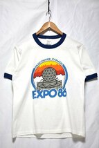 ＠希少 80年代 EXPO86 CANADA 染み込みプリント バンクーバー国際交通博覧会 リンガーTシャツtt113 ビンテージ トリム アメリカ古着_画像1