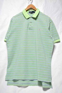 ＠美品 ラルフローレン Ralph Lauren 半袖ボーダーポロシャツRB614 L アメリカ古着 POLO