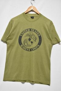 ＠美品 USA製 U.S.M.C United States Marine Corps アメリカ海兵隊 Tシャツt924 アメリカ古着 O/Dグリーン