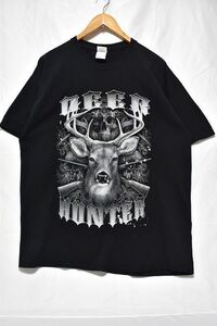 ＠美品 GILDAN ギルダン DEER HUNTER ディアハンター Tシャツt997 アメリカ古着 XL 黒 アート