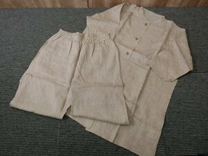 GY170-10)linen pyjamas / Brown / flax 100%/ made in Japan / lady's / pyjamas / front opening / free size / new goods /