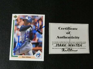 BSY054)MLBカード/トレーディングカード/Mark Whiten/マーク・ホワイトン/直筆サイン入り/UPPER DECK/証明書付き/1990/