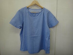 GK046-5)レディース/新品/ガーゼパイルスリット/Tシャツ/Lサイズ/ブルー/日本製/