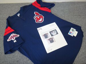 BSK118)MLB/#41/ Charles *naji-/ size 48/1998 year Cleveland * Indian s. contest . use did BP jersey / navy / certificate attaching /
