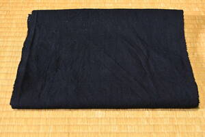 古布　藍染めの無地木綿1幅　濃紺藍上質木綿　202ｃｍ　手紡ぎ糸　中厚地　アート　リメイク　創作材料　手織り木綿