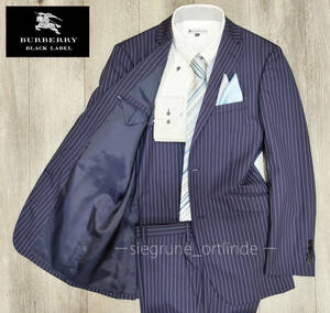 [ finest quality beautiful goods ] Burberry Black Label have on 10 times under navy stripe pattern suit 92-76-170 38R (M size ) BURBERRY BLACK LABEL